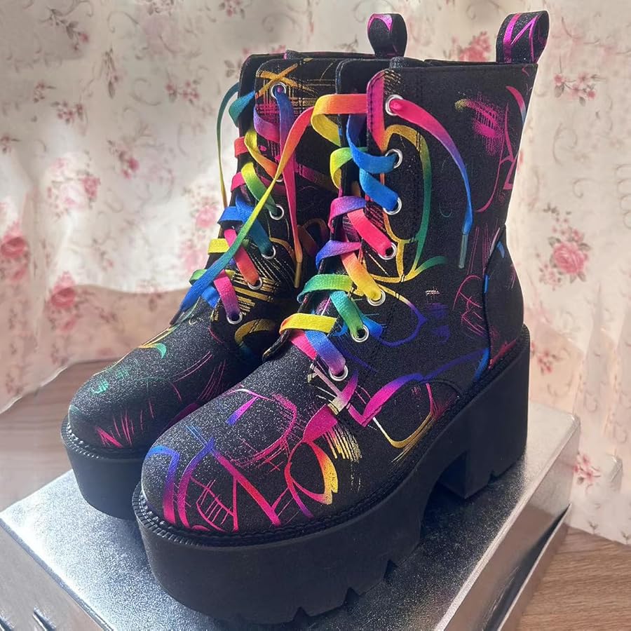 Amazon.com | LIXGVHRO Black Platform Goth Boots for Women